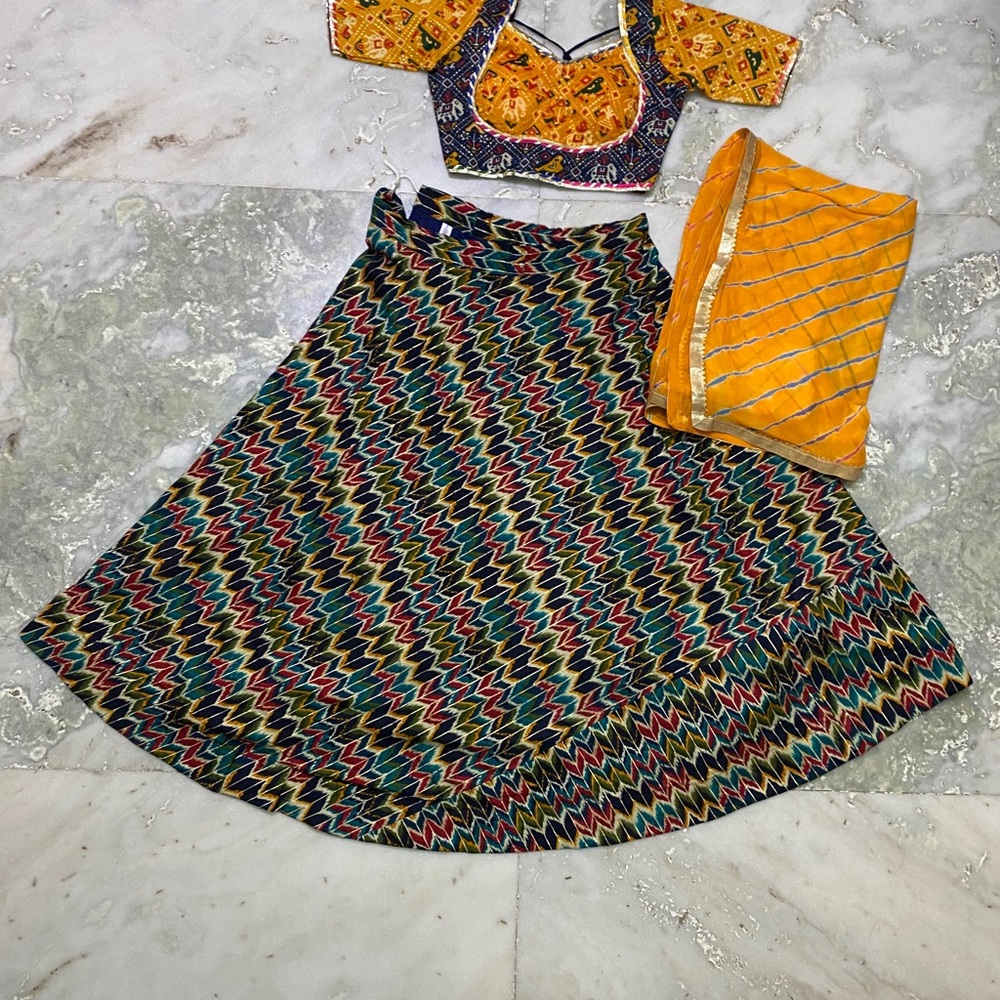 Indian Ethnic Wear - Traditional Chaniya Choli For Navratri - multi color patola